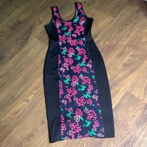 ‎Hibiscus long fitted dress  colorful tropical dress